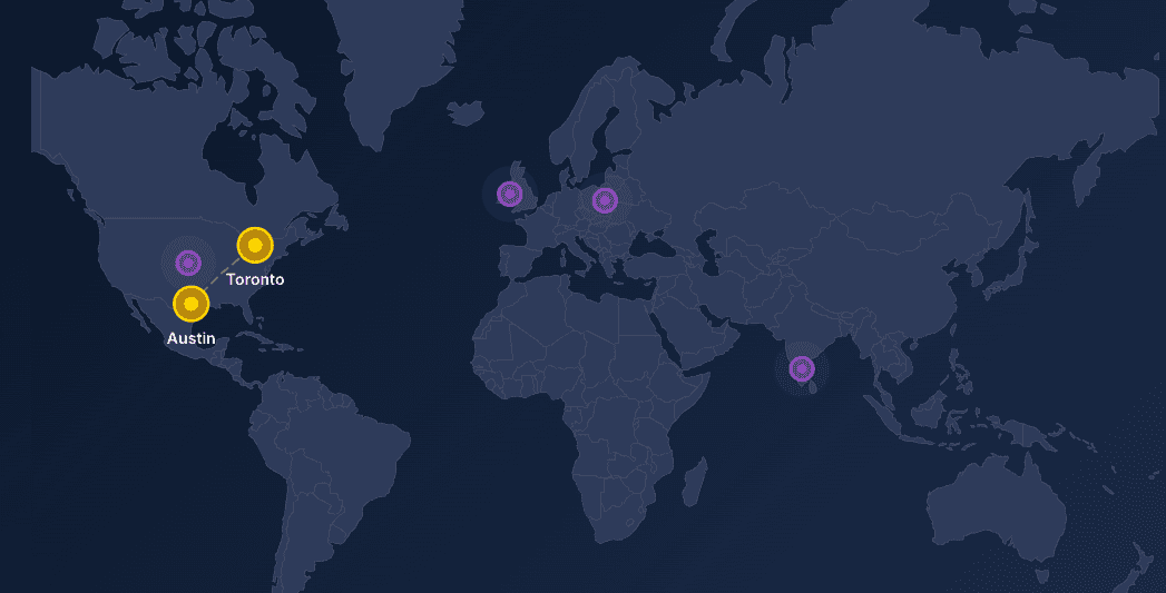 iTmethods Global Presence - Austin and Toronto headquarters with resources in Ireland, Eastern Europe, and India
